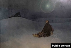 Woman In The Wilderness, a 1923 painting by Mucha