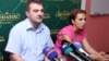 Аргишти Кивирян и Ани Кагинян на встрече с журналистами, ЕРеван, 2 августа 2013 г. 