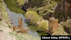Turkey/Armenia – The ruins of a medieval Armenian bridge on the Turkish-Armenian border, April 23, 2014.