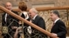 Зліва направо: президент Росії Володимир Путін, тодішній керівник закордонної політики ЄС Катрін Аштон, керівник Білорусі Олександр Лукашенко та президент України Петро Порошенко у Мінську в день зустрічі, на якій йшлося про війну на Донбасі. 26 серпня 2014 року