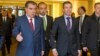 NATO Secretary-General Anders Fogh Rasmussen (right) welcomes Tajik President Emomali Rahmon in Brussels.