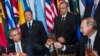 Президент США Барак Обама і президент Росії Володимир Путін під час обіду врамках Генасамблеї ООН, Нью-Йорк, 28 вересня 2015 року