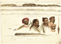 Sketches of locals and the landscapes on a Tahitian island