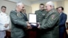 Armenia - The chief of the Armenian army's General Staff, General Yuri Khachaturov (R), and his Greek counterpart, General Mikhail Kostarakos, meet in Yerevan, 25Sep2013.