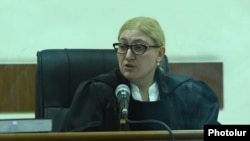 Armenia -- Judge Anna Danibekian presides over the trial of former President Robert Kocharian and three other former officials, Yerevan, October 7, 2019.