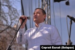 Алесь Ліпай падчас сьвяткаваньня 100 год Беларускай Народнай Рэспублікі, 25 сакавіка 2018