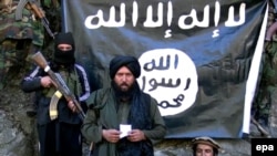 A U.S. soldier was killed battling the Islamic State of Khorasan, whose leader Hafez Saeed is pictured here near the Afghan-Pakistani border.