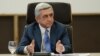 Armenia - President Serzh Sarkisian speaks during a visit to the Central Bank, Yerevan, 4Apr2014.