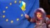 Дівчинка тримає прапор України під час мітингу в Ужгороді, 8 грудня 2013 року
