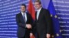 Belgium -- EU Enlargement Commissioner Stefan Fuele (L) meets with Armenian Prime Minister Tigran Sarkisian, Brussels, 05Dec2011.