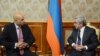Armenia - President Serzh Sarkisian (R) meets with NATO’s special representative to the South Caucasus, James Appathurai, in Yerevan, 17Oct2013.