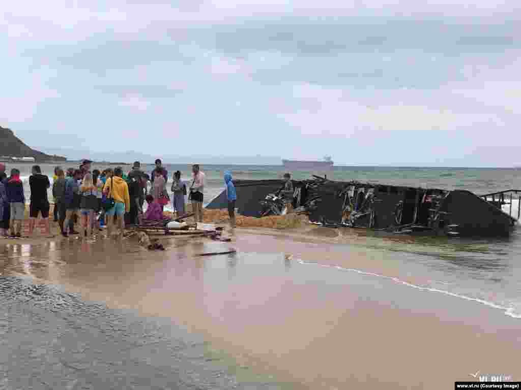 Once the tide retreated, a Korean-speaking man was rescued from inside on August 29 after an excavator crunched through the wooden hull. The survivor was hauled out “all skinny, with red eyes,” according to a witness.