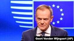 European Council President Donald Tusk said that all member states were "totally united when it comes the role of sanctions against Russia." (file photo)