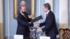 U.S. Secretary of State Atony Blinken and Armenian Foreign Minister Ararat Mirzoyan sign an agreement on U.S.-Armenian "strategic partnership" in Washington, January 14, 2025.