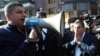 Artur Vanetsian addresses opposition protesters in Yerevan on November 11.