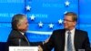 Belgium -- EU Commissioner for Enlargement Stefan Fuele (R) and Armenian Foreign Minister Edward Nalbandian shake hands during a press conference at the EU Headquarters in Brussels, December 9, 2013