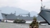 Russian forces withdrawing from a base in Georgia (file photo)