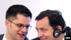 Srpski ministar vanjskih poslova Vuk Jeremić i premiejr RS Milorad Dodik, arhiv