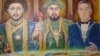 Назарбаев на этой картине изображен в одной компании с казахскими ханами Абулхаиром и Аблайханом.