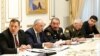 Generals Artur Baghdasarian (center) and Aleksan Aleksanian (second from right) at a meeting with Prime Minister Nikol Pashinian in Yerevan on February 17.