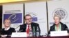Armenia - Karin Woldseth (L), Milan Cabrnoch (C) and Heidi Tagliavini, heads of an international mission to monitor the 2013 Armenian presidential election, at a news conference in Yerevan, 19Feb2013.