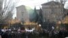 Armenia - Hundreds of people demonstrate against a controversial pension reform outside the parliament building, Yerevan,04Dec2013